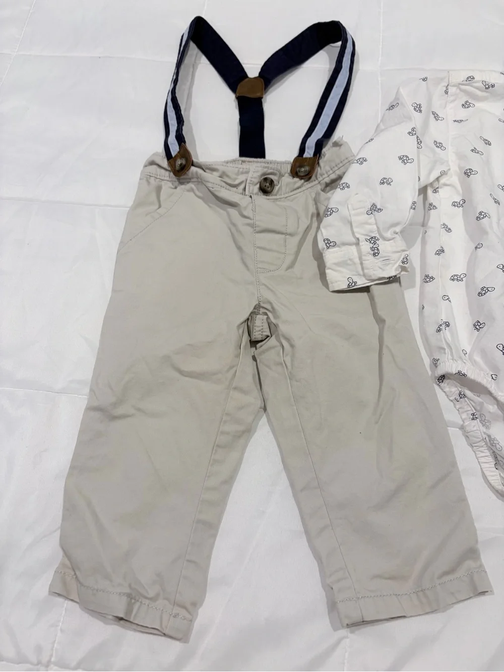Gymboree Dressy Outfit Set 12-18M | Suspenders & Button Front Bodysuit